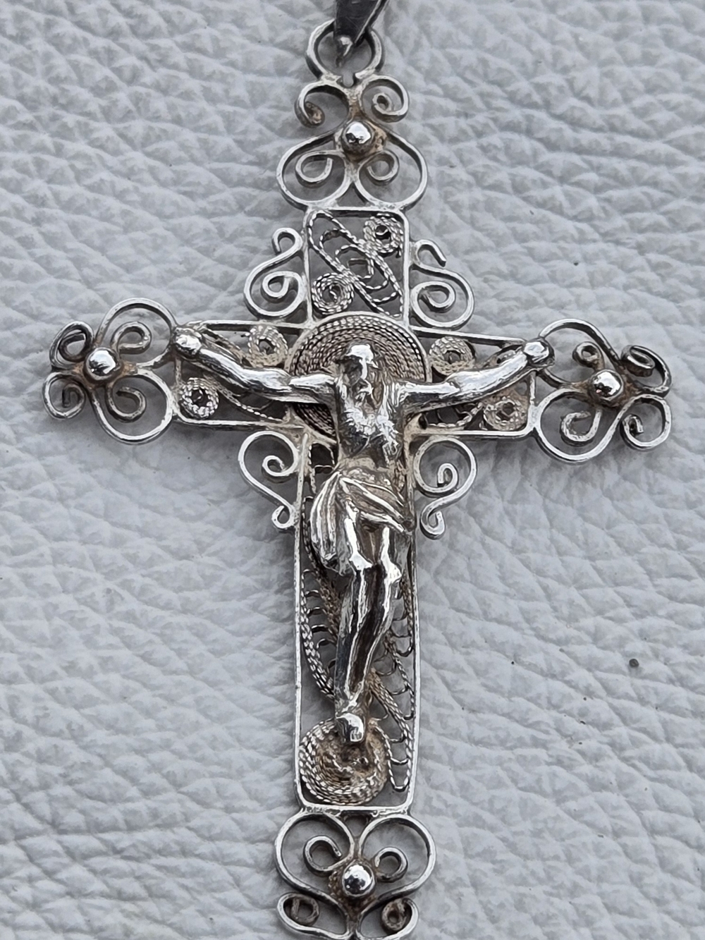 Sterling Silver Filigree Crucifix Pendant - Large